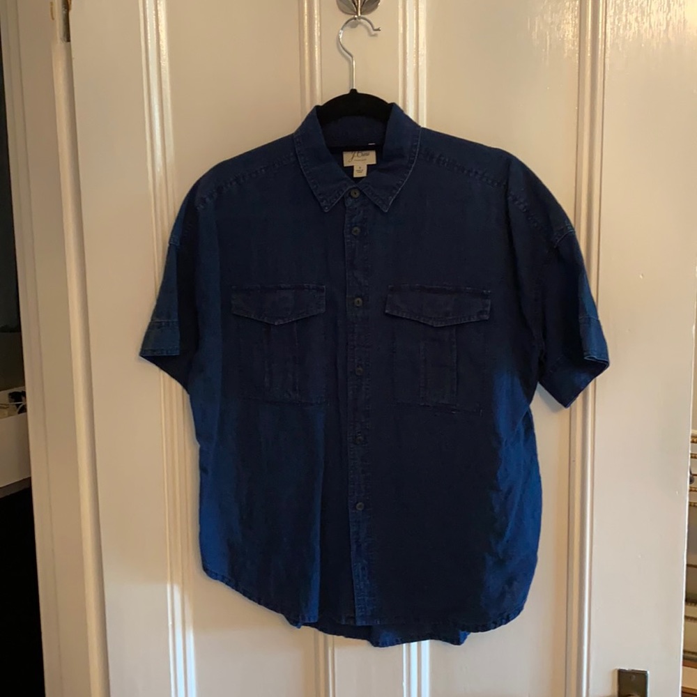 J Crew denim short sleeve blouse